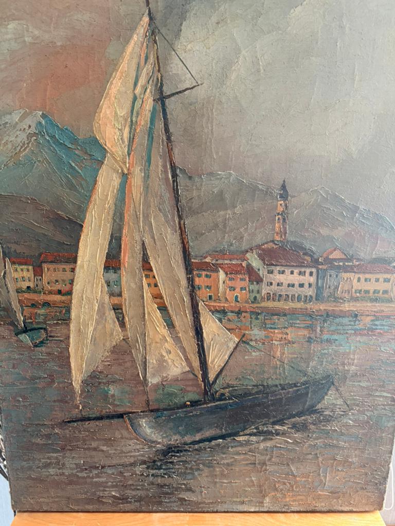 LOUIS BONAMICI 1878-1966 Havengezicht Port  Menton 65x50 cm, Antiek en Kunst, Ophalen of Verzenden