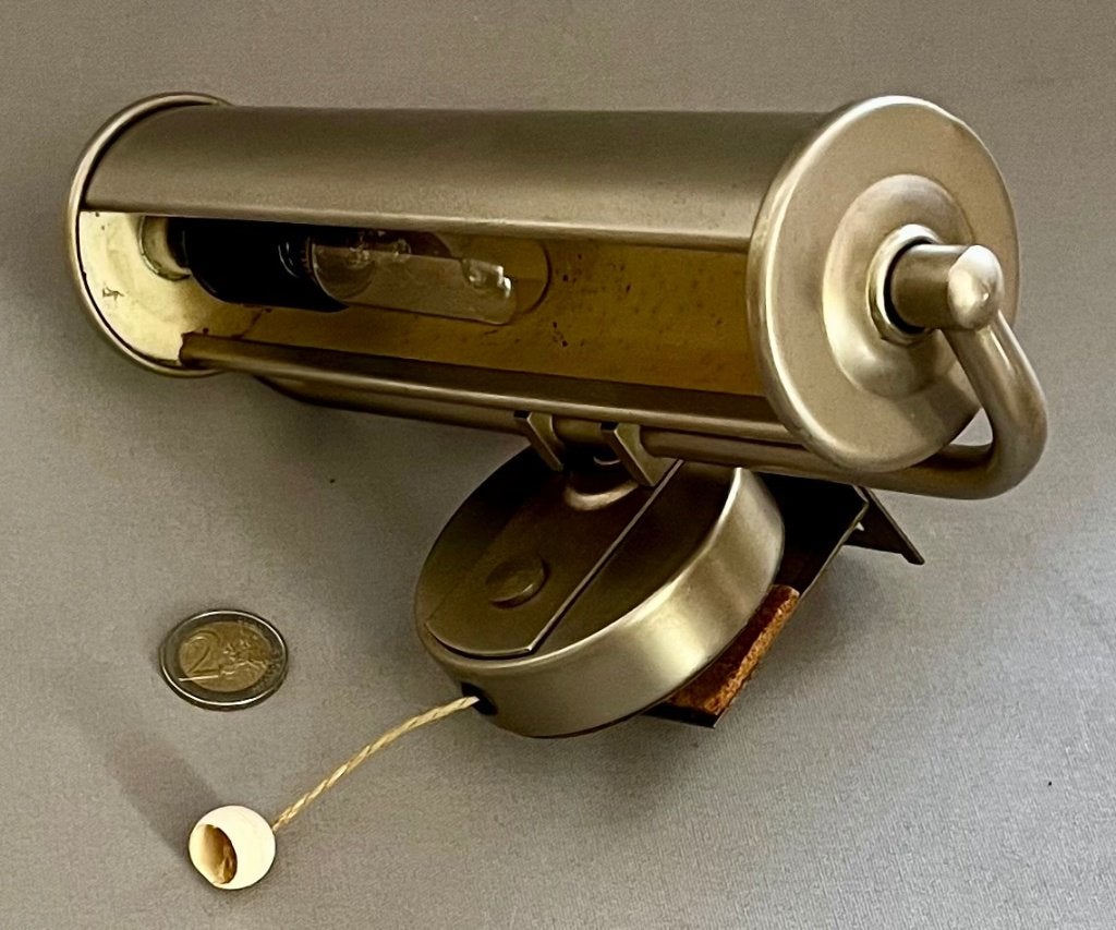Vintage Deco Schilderijlampje / Bedlampje Vernikkeld Messing, Ophalen of Verzenden