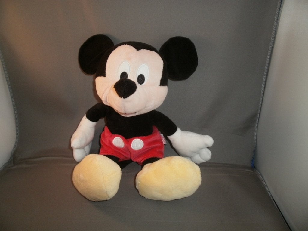 Mickey mouse 26 cm zwart/geel/wit rode broek gezicht is roze, Muis, Disney, Disney, Ophalen of Verzenden