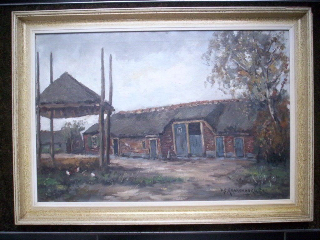 H.C.Kranenburg 1917-1997.Boerderij in Blaricum., Antiek en Kunst, Kunst | Schilderijen | Klassiek, Ophalen