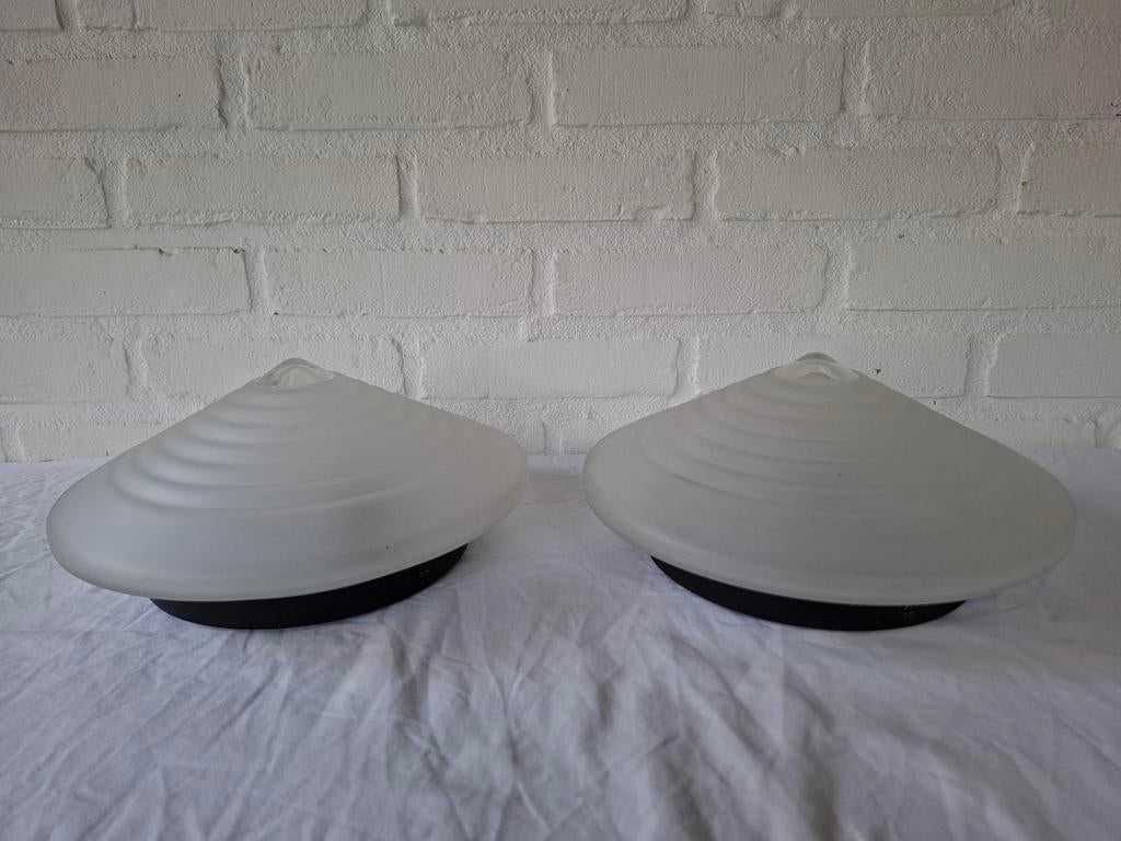 Vintage retro plafonniere plafondlamp wandlamp glas jaren 60, Huis en Inrichting, Lampen | Plafondlampen, Ophalen of Verzenden