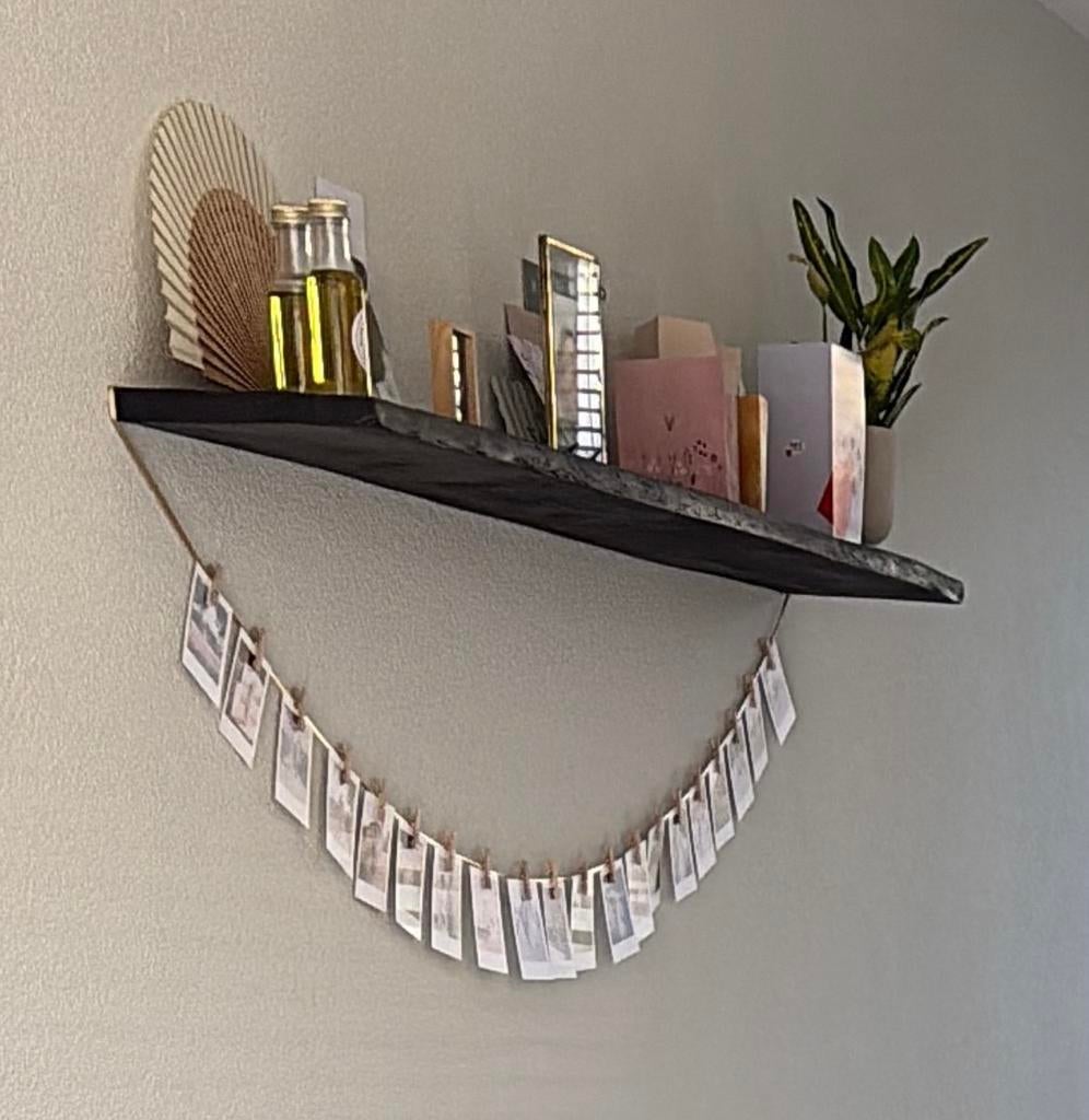 Wandplank van eiken, zwart afgewerkt, 170cm, Ophalen, Gebruikt