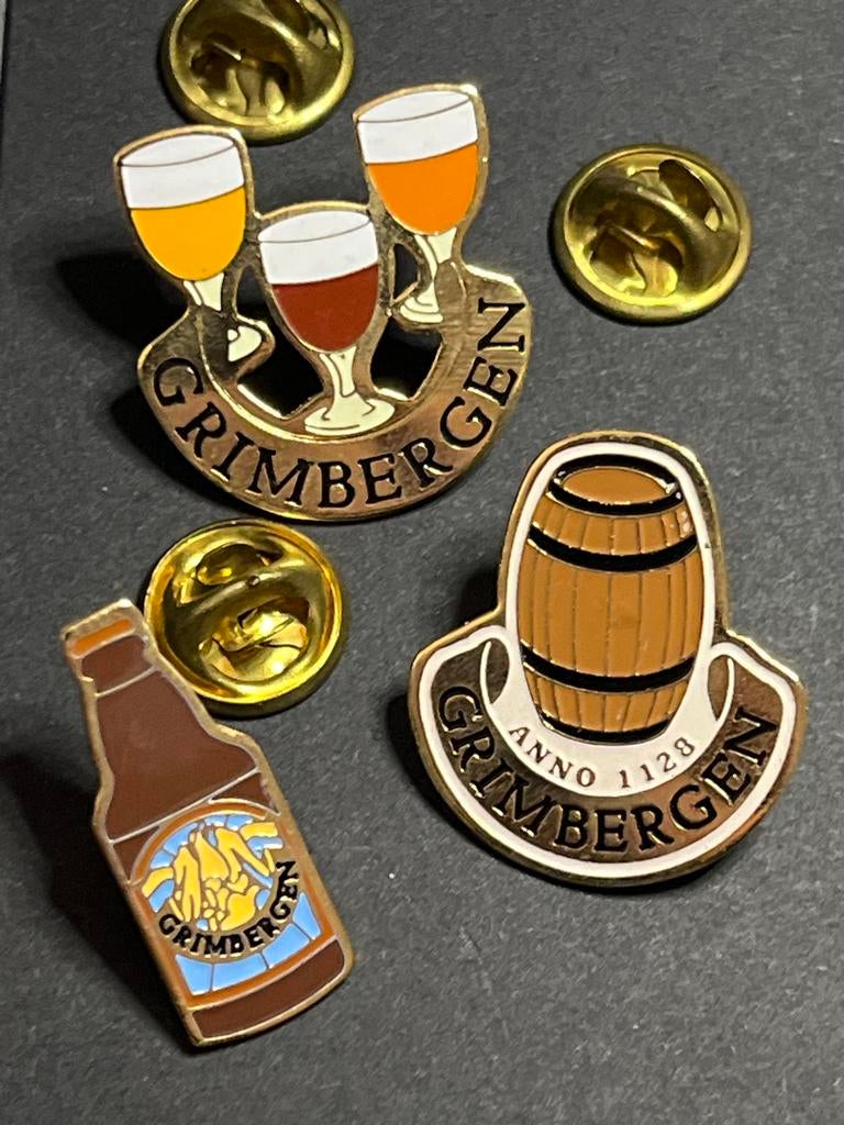 Grimbergen Bier Pins - Verzameling van 3 unieke pins, Verzamelen, Ophalen, Gebruikt, Overige typen, Overige merken
