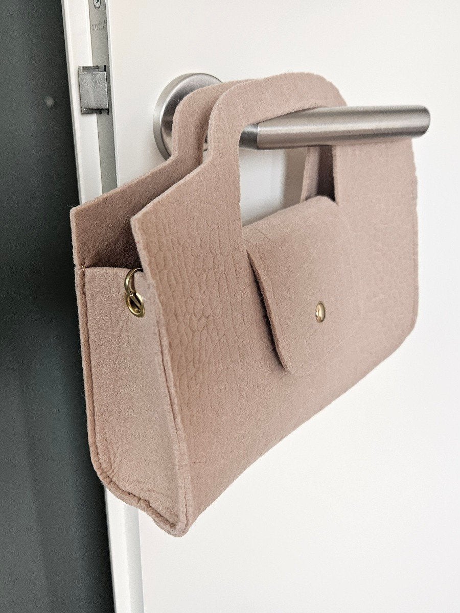 Oudroze vilten handtas krokodillenprint gouden ketting, Ophalen of Verzenden, Nieuw, Roze, Handtas