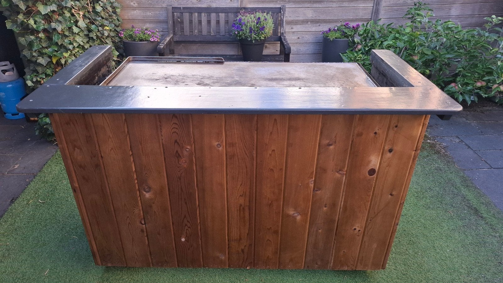 Houten buitenkeuken grilplaat / BBQ op gas, Tuin en Terras, Ophalen, Gebruikt, Onbekend