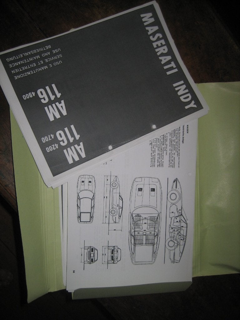 Maserati Indy, instructieboekje etc., Ophalen of Verzenden