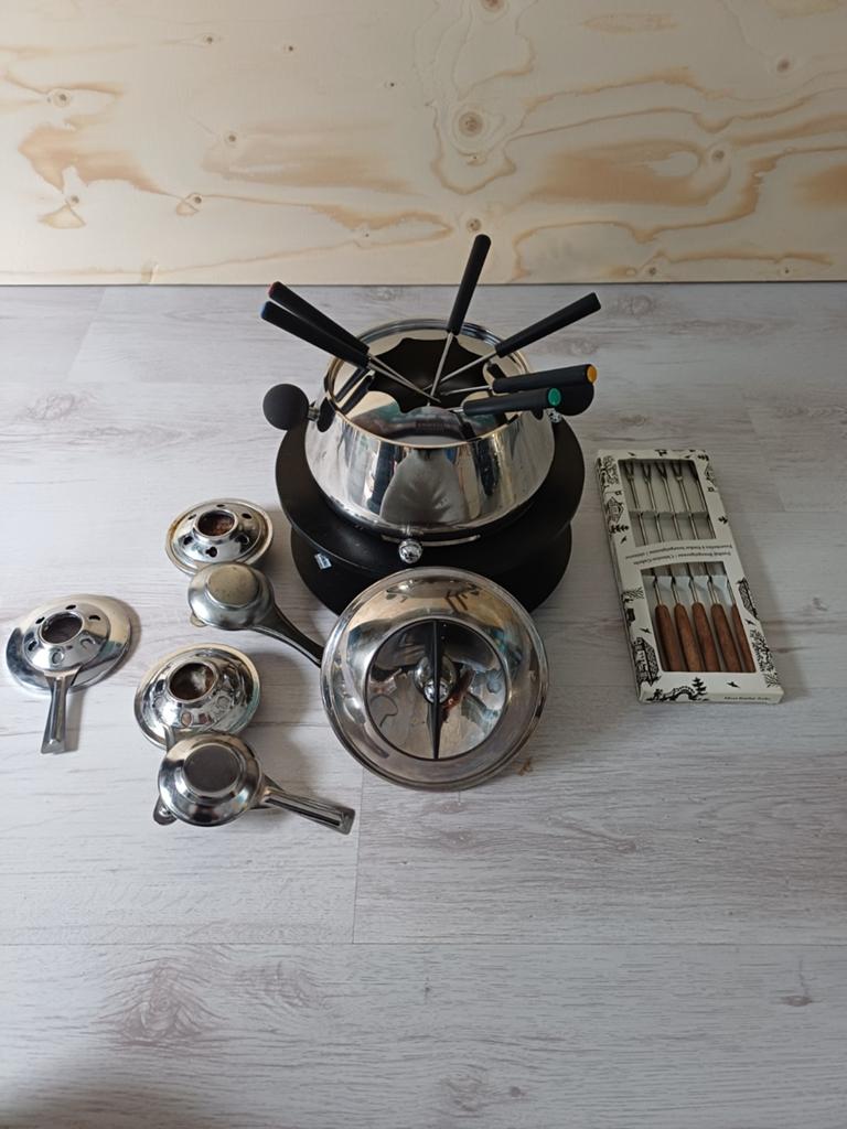 Stöckli Fondue Set - Compleet met Branders en Vorken, Witgoed en Apparatuur, Fonduesets, Ophalen of Verzenden, Zo goed als nieuw
