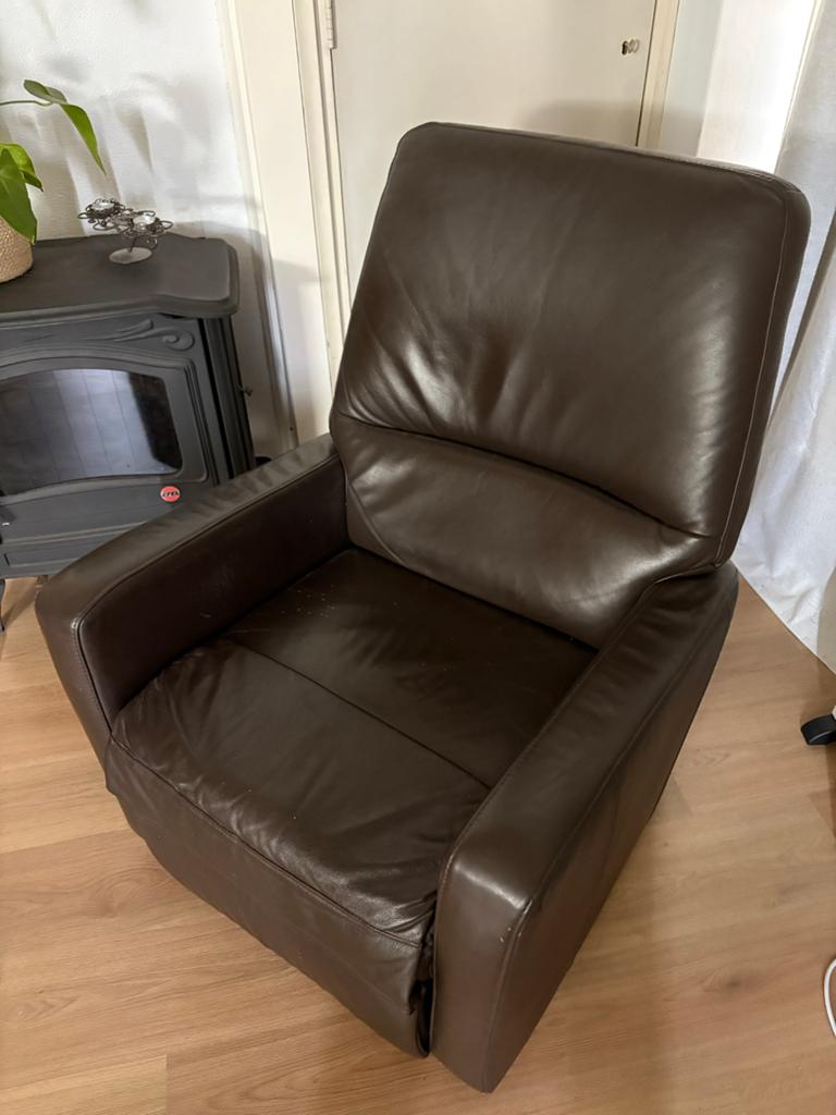 Comfortabele bruine leren relaxstoel, Ophalen, Gebruikt, Bruin, Leer