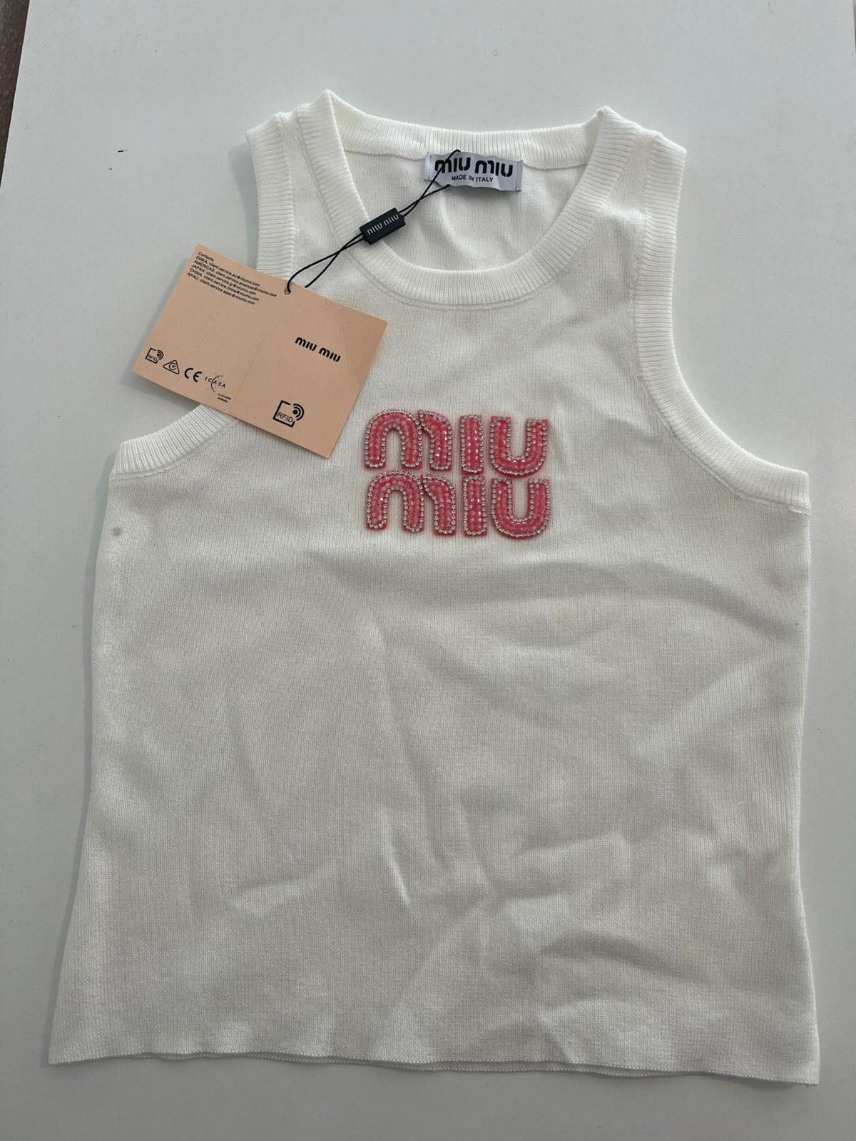 Miu miu tanktop roze, Ophalen of Verzenden, Zo goed als nieuw, Roze, Zonder mouw