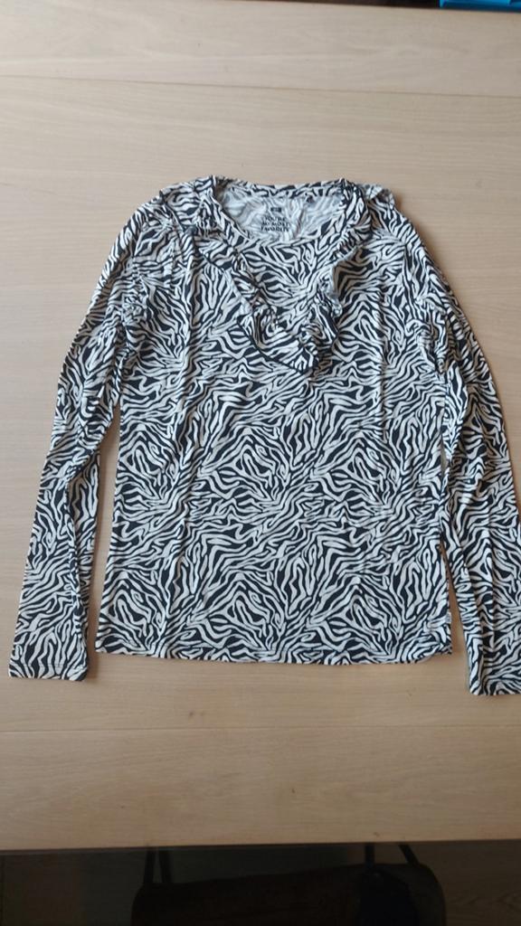 Zwart-wit zebraprint shirt met lange mouwen 158/164    v, Ophalen of Verzenden