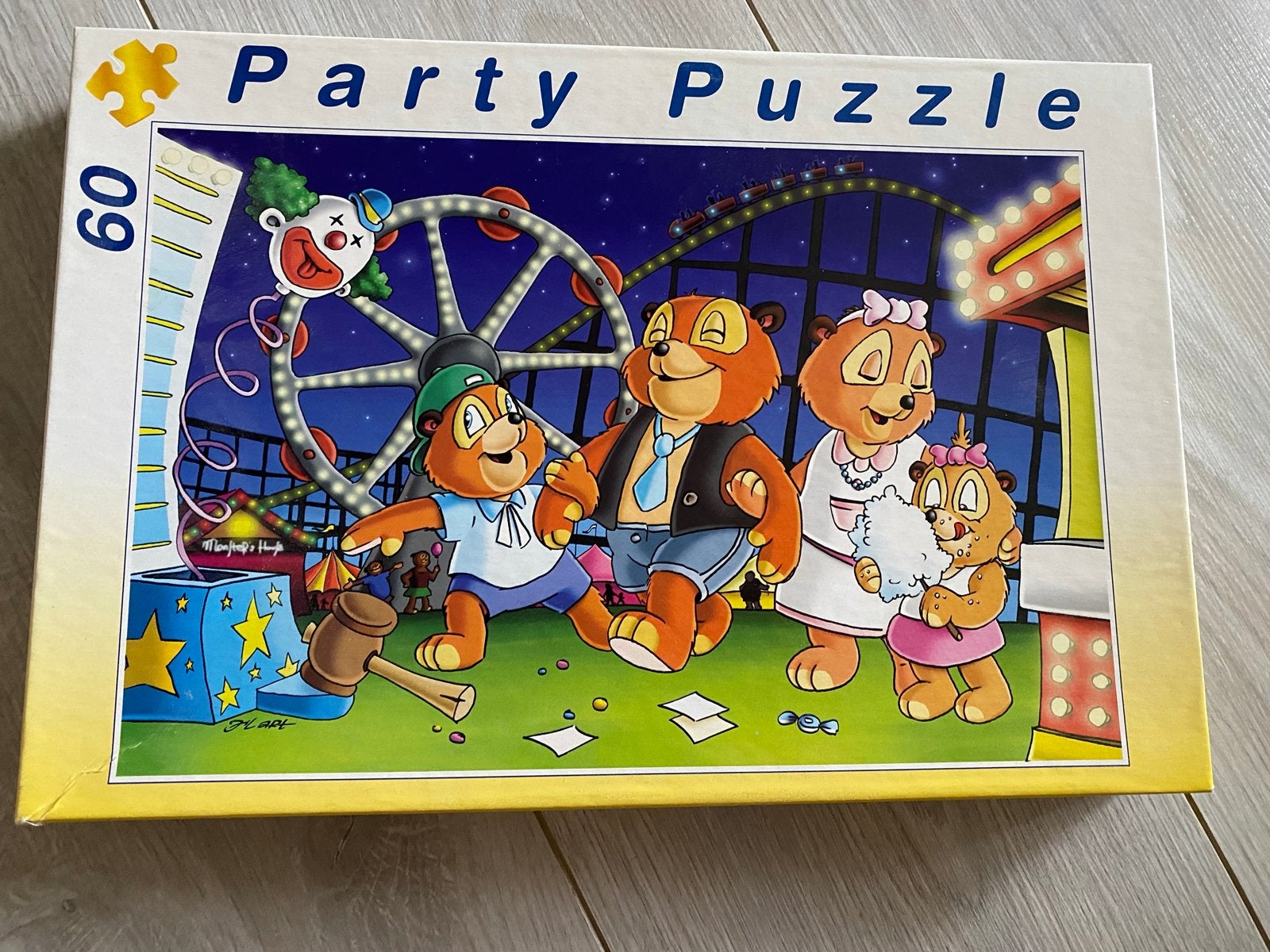 Party Puzzle 60 stukjes - Berenfamilie Kermis zgan staat, Ophalen of Verzenden, 10 tot 50 stukjes, Zo goed als nieuw, 4 tot 6 jaar