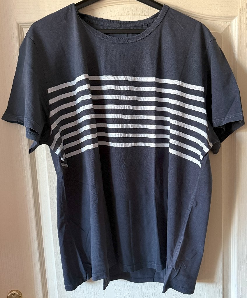 C&A t-shirt blauw met witte strepen maat 3XL, Kleding | Heren, T-shirts, Blauw, Overige maten, Gedragen, C&A