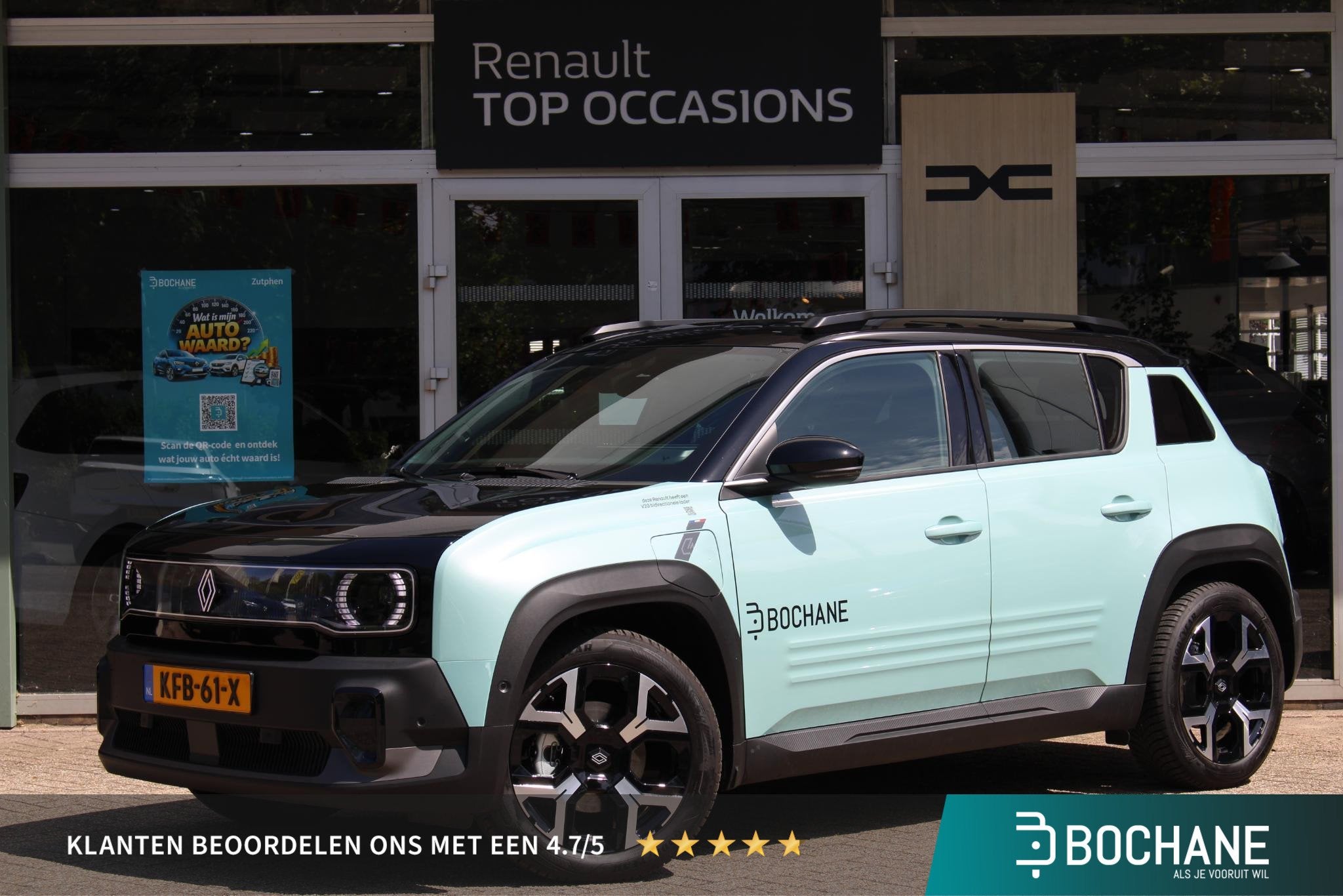 Renault 4 comfort range techno 52 kWh | Demo | Harman\Kardon, Auto's, Renault, Stof, Blauw, Origineel Nederlands, 409 km