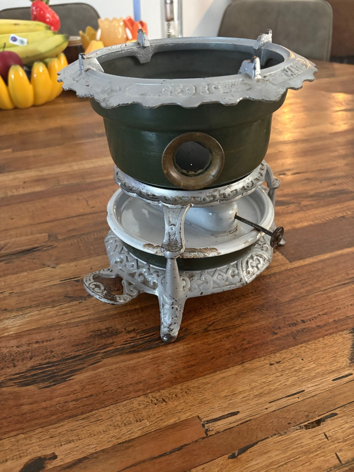 Antieke gietijzeren fondue/rechaud set, Ophalen of Verzenden
