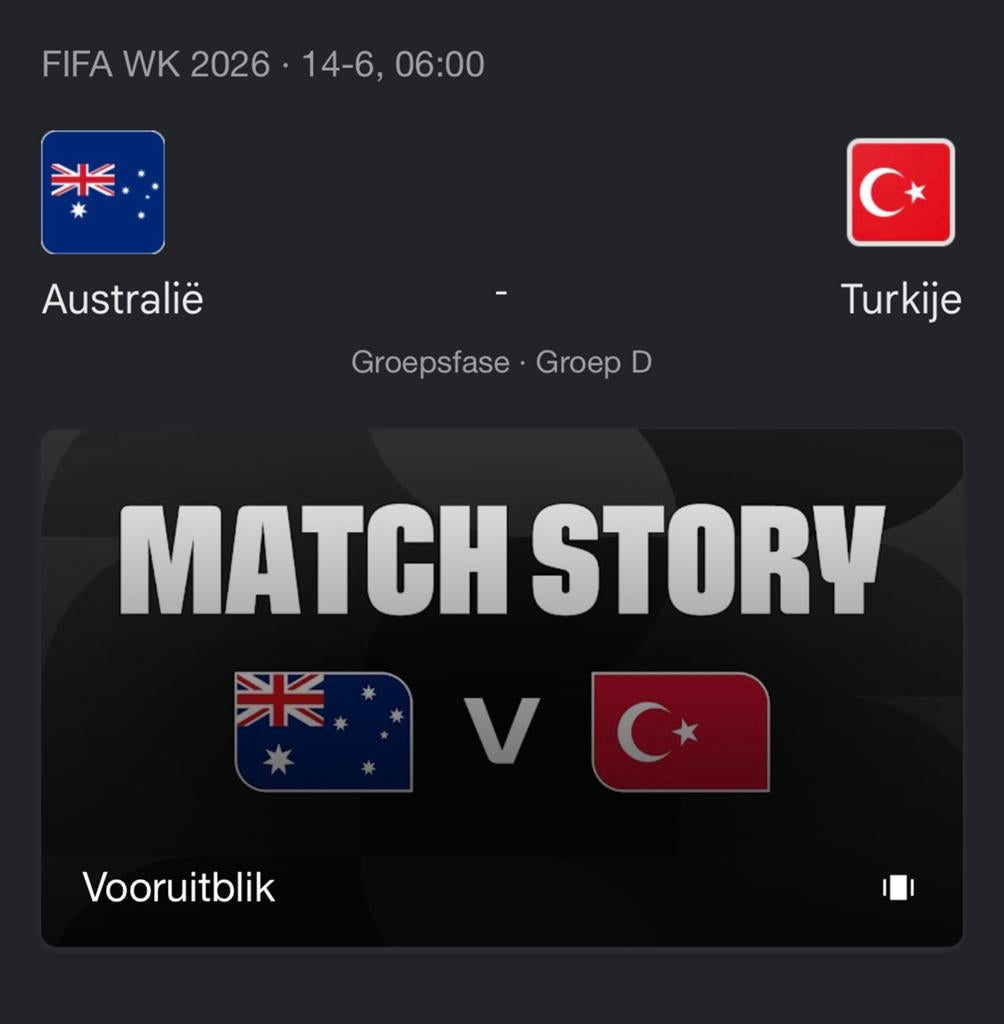 WK 2026 tickets categorie 1: Australie - Turkije, Losse kaart, Drie personen of meer, Juni