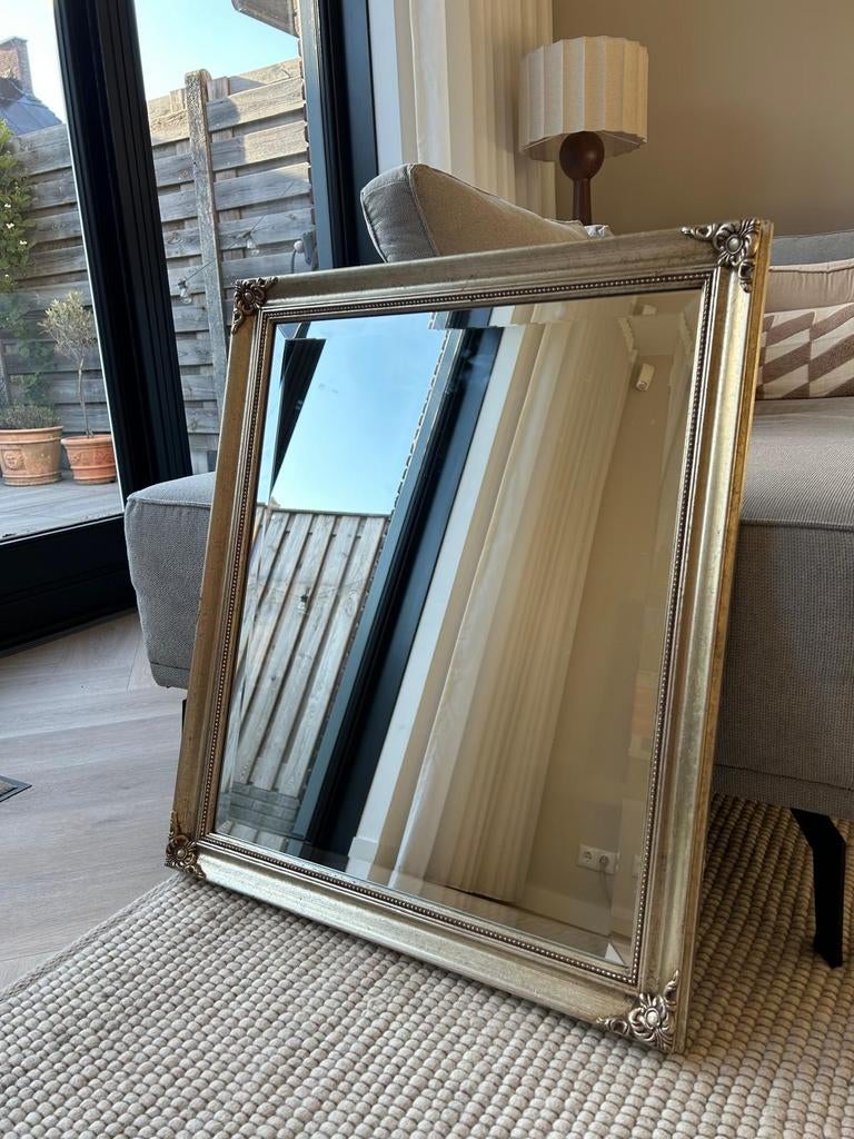 Gouden brocante spiegel 50x60 cm, Ophalen, Rechthoekig, 50 tot 100 cm, Minder dan 100 cm