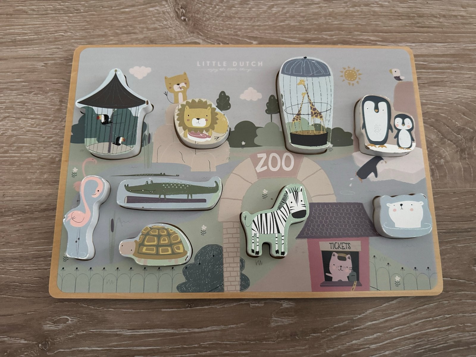 Little Dutch Zoo Dieren Puzzel - Houten Legpuzzel, Ophalen of Verzenden, Zo goed als nieuw, Puzzelen