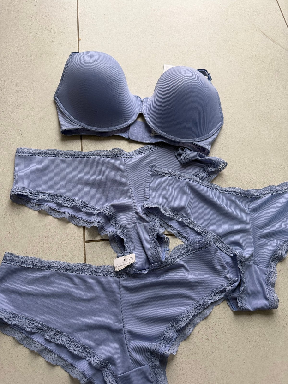Zeeman Lingerie Set - BH Cup E & 3 Slips XXL, Ophalen of Verzenden, Blauw, Setje