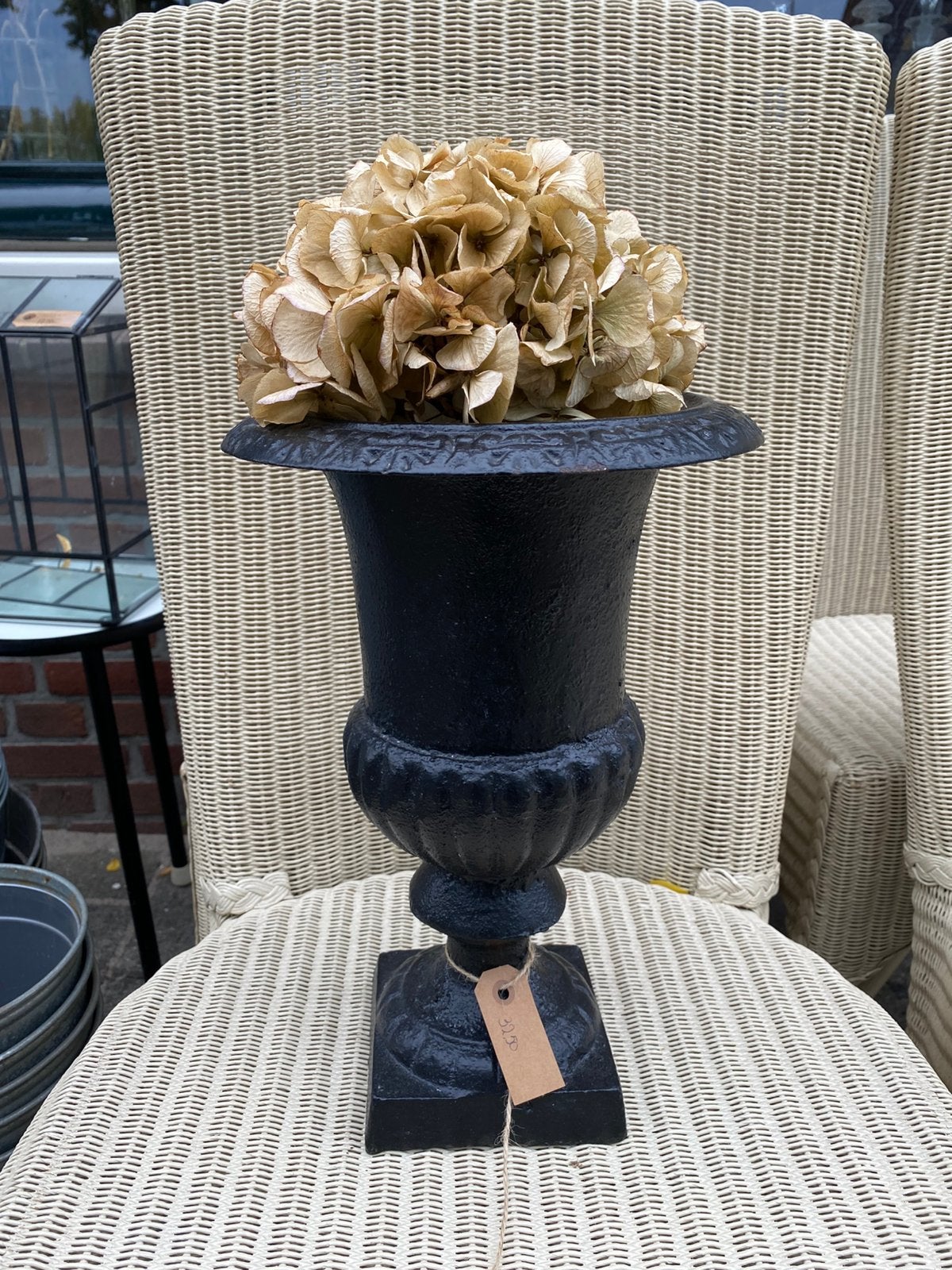 Leuke Gietijzeren Tuinvaas, Vaas, Pot, Zwart, Brocante, Tuin en Terras, Tuinvazen, Ophalen