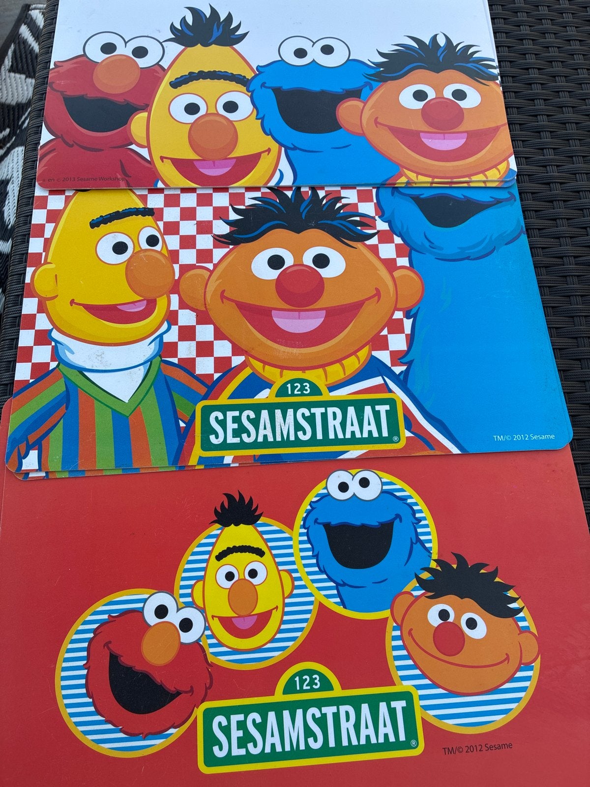 7 Sesamstraat placemats - Elmo, Bert, Ernie, Koekiemonster, Ophalen of Verzenden, Gebruikt