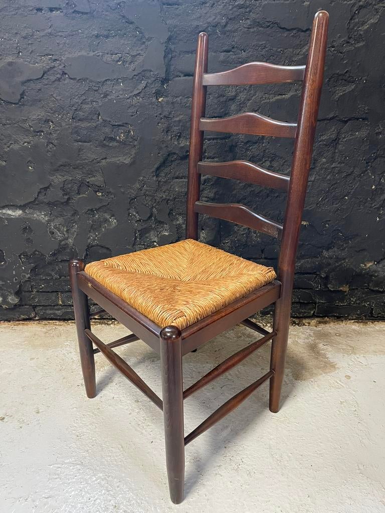 Prachtige set 4 vintage antieke Franse stoelen sober stoer, Ophalen, Gebruikt, Bruin, Hout