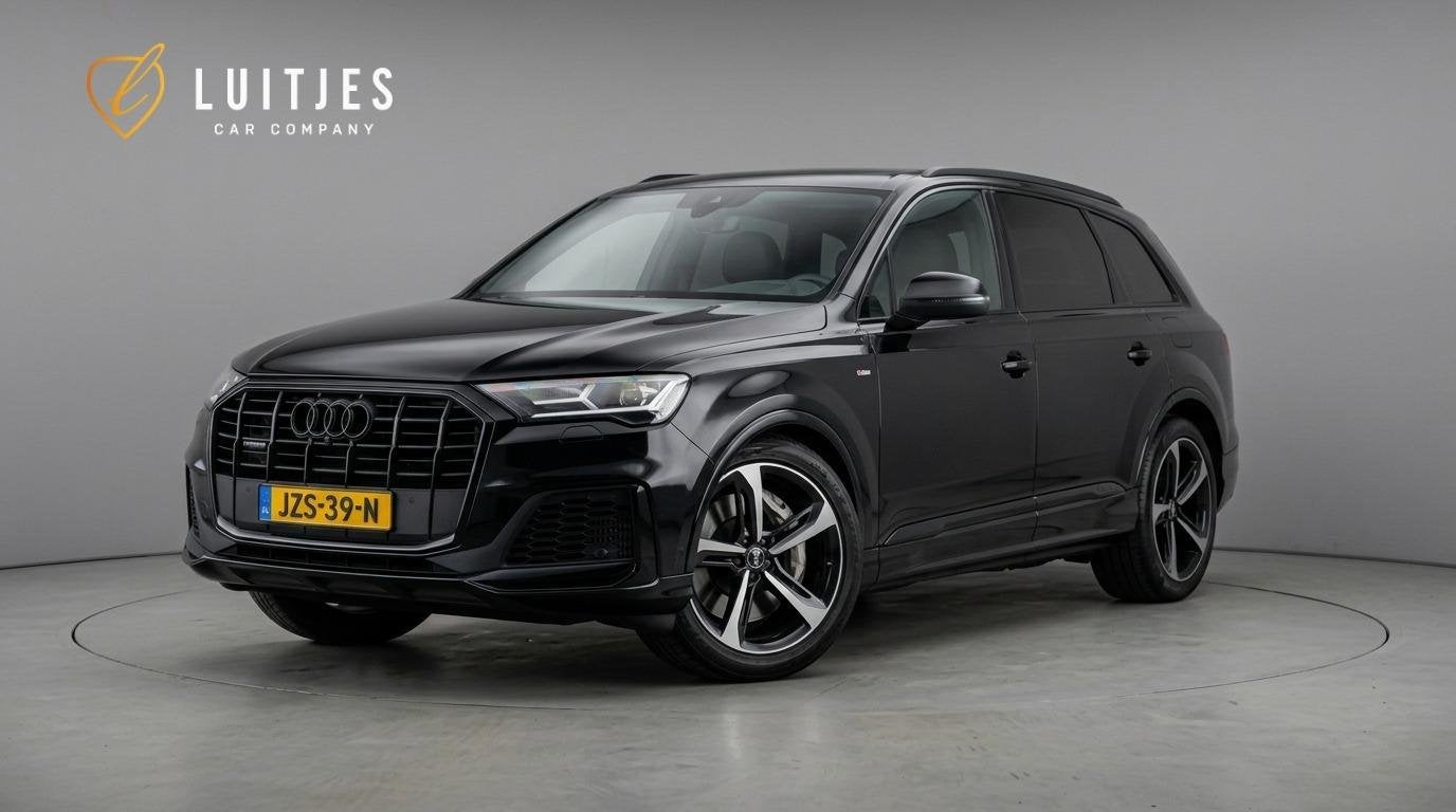 Audi Q7 55 TFSIe quattro S-Line |Luchtvering|Camera|Elek.A-k, Auto's, Audi, Automaat, Dealer onderhouden, 14 kWh, Gebruikt