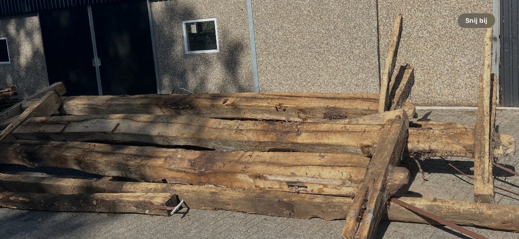 Oude eiken balken en planken, Doe-het-zelf en Verbouw, Hout en Planken, Gebruikt, Eiken, Ophalen of Verzenden, Balk