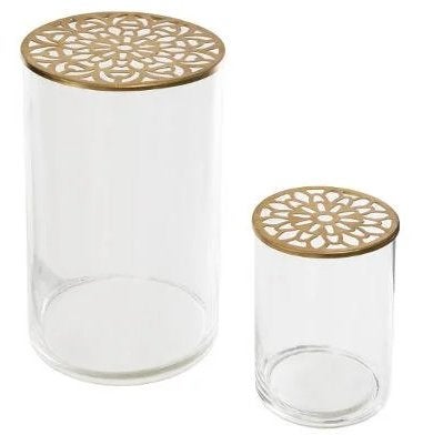 Duo Vaas 15 & 25cm – Zwart of Goud – Set van 2 – Nieuw, Geschikt voor droogbloemen, Transparant, Nieuw, Ophalen of Verzenden