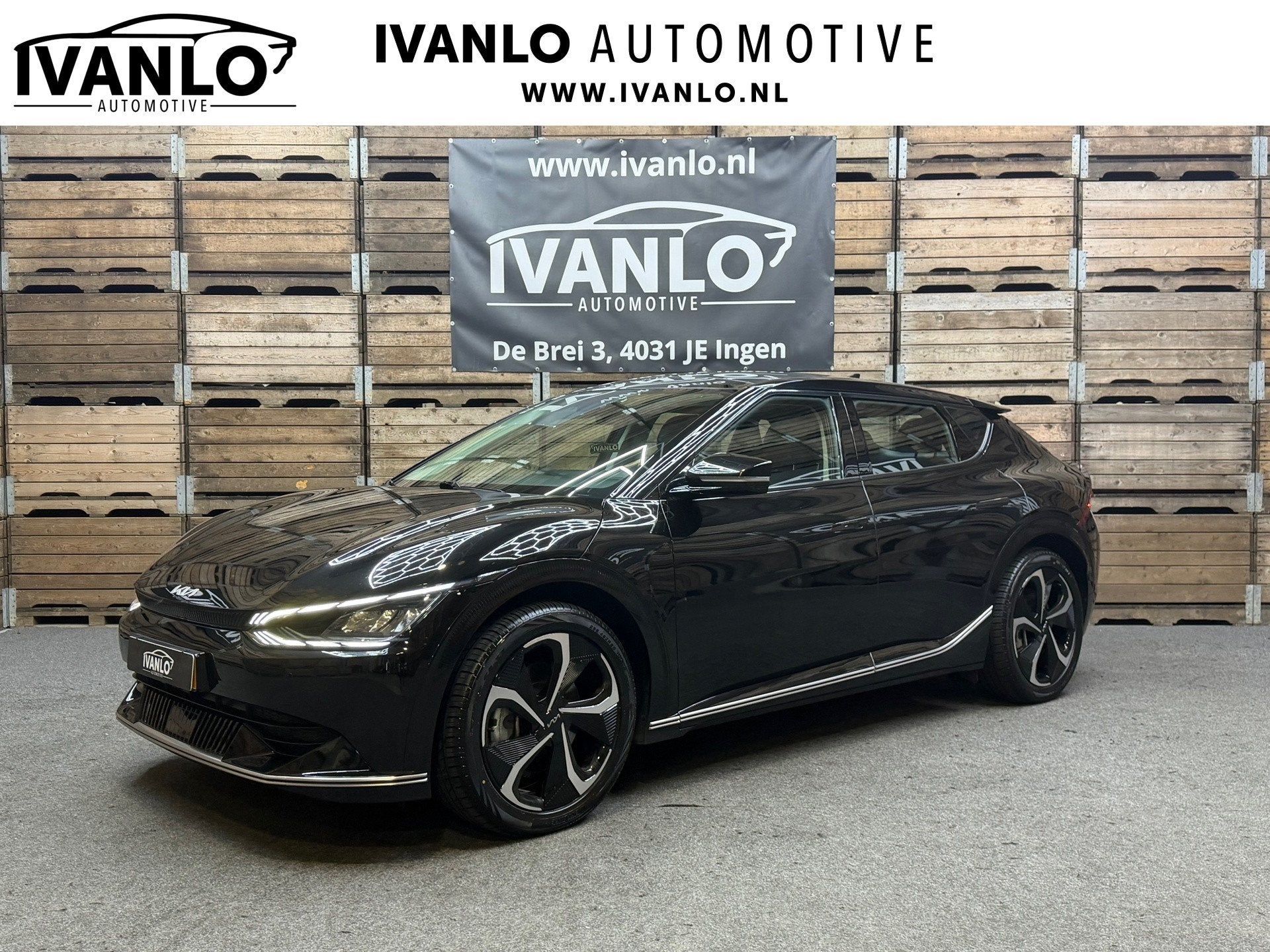 Kia EV6 Plus Advanced AWD 77.4 kWh, Leder, 20"LM, Pano, adap, Auto's, Automaat, Dealer onderhouden, Gebruikt, Zwart