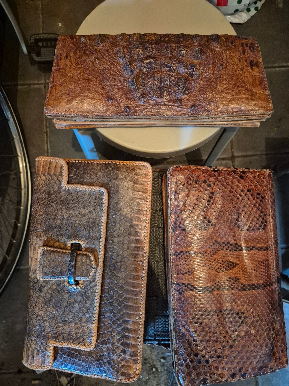 Exotische leren clutches en portemonnees, Ophalen of Verzenden, Gebruikt, Bruin, Avondtasje