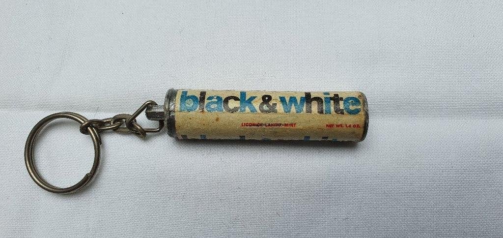Reclamesleutelhanger Black & White (jaren 60)-Drop Mint, Ophalen of Verzenden, Gebruikt, Merk