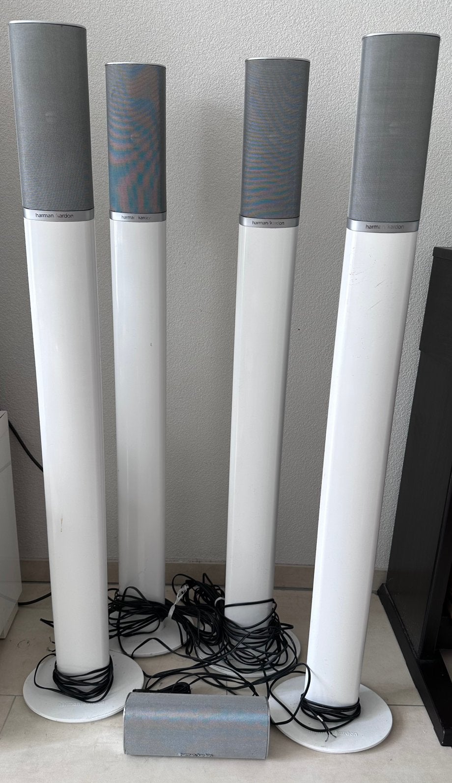 Harman Kardon HKTS 11 plus stands met Onkyo TX-SR507, Gebruikt, 70 watt of meer, 5.1-systeem, Overige spelers