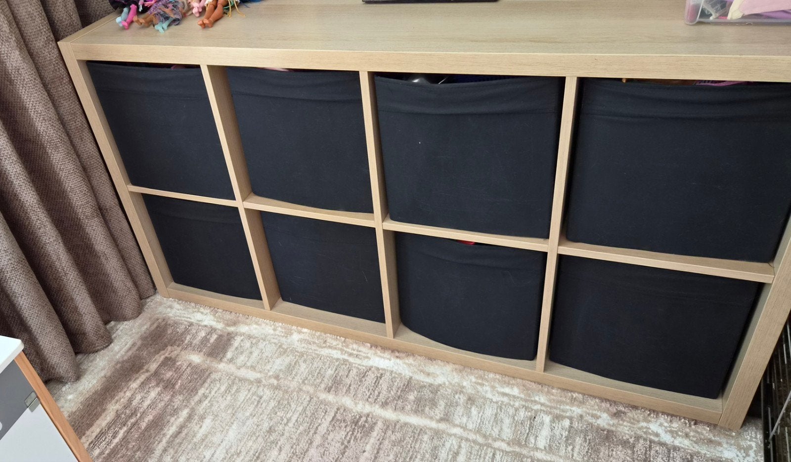 IKEA Kallax Kast met 8 Vakken en Zwarte Opbergbakken, Ophalen
