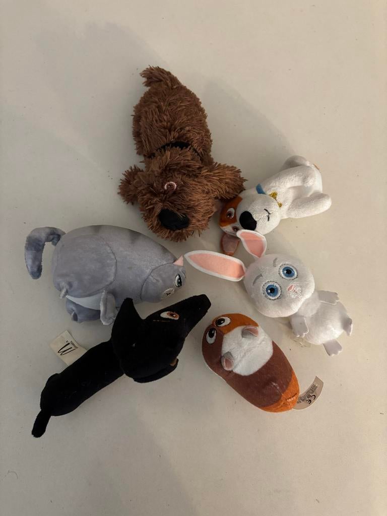McDonald's 6 Knuffels - Huisdiergeheimen film Collectie, Overige merken, Overige karakters, Zwart, Klein (minder dan 20 cm)