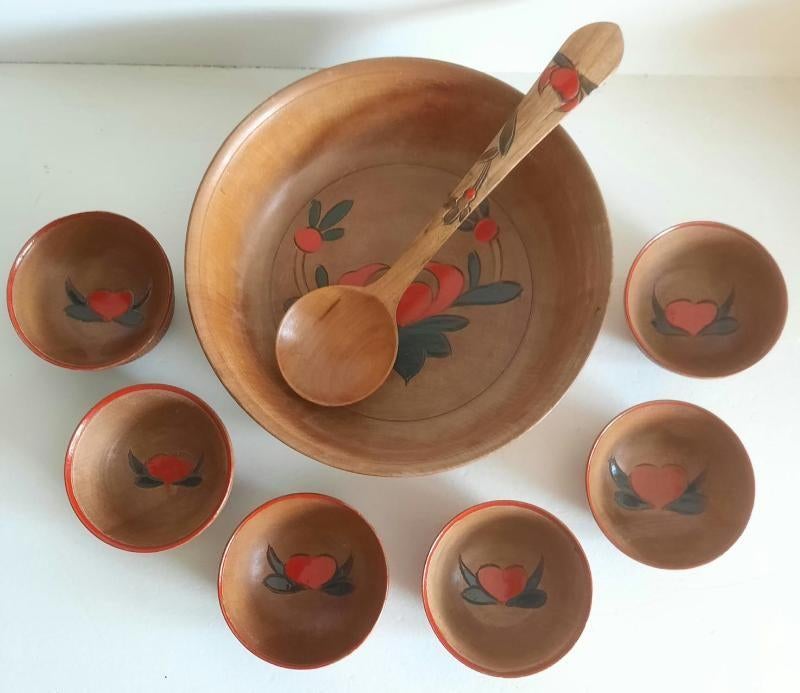 Amsterdamse school pindasetje met opschep lepel, Huis en Inrichting, Woonaccessoires | Overige, Hout, Gebruikt, Meerkleurig, Ophalen of Verzenden