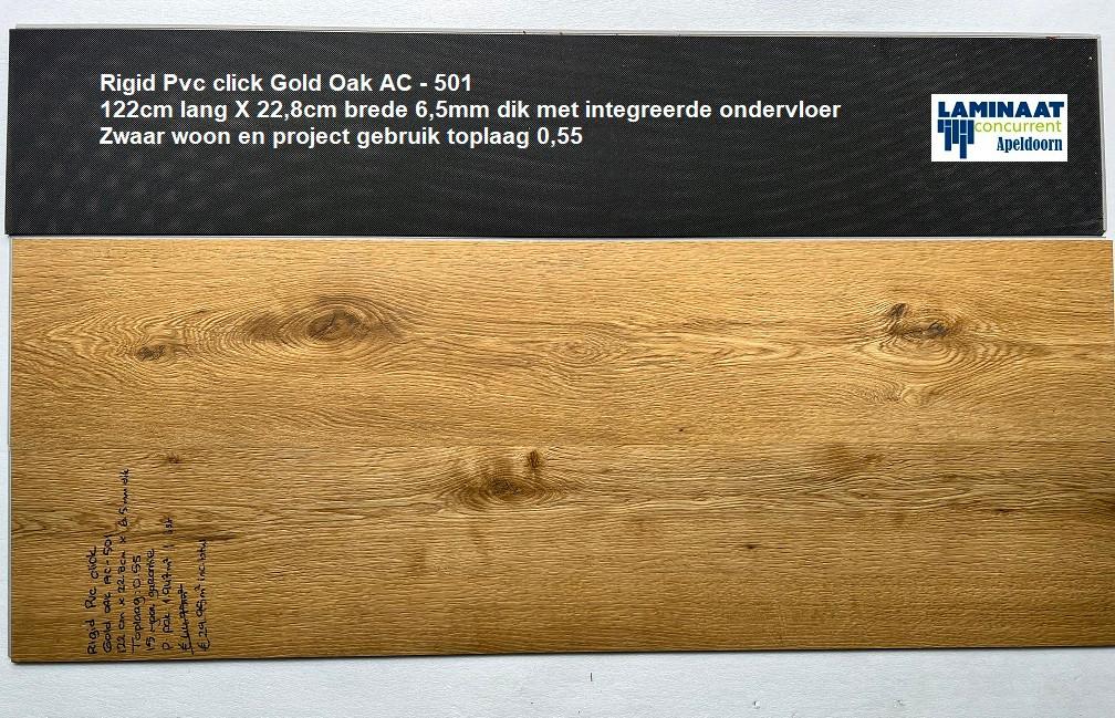 Pvc click Gold Oak 6,5mm met integreerde ondervloer €29,95m2, Parket, Bruin, 75 m² of meer, Nieuw