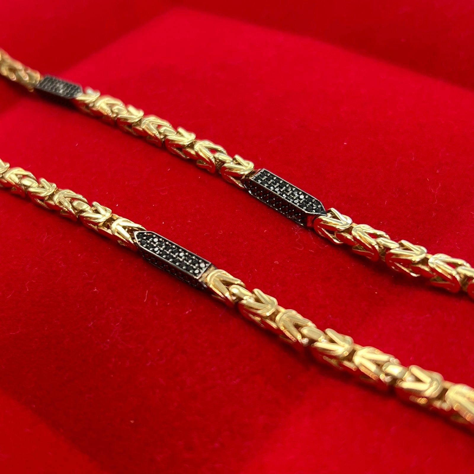 14k gouden ketting koningsketting onyx stenen italy, Sieraden, Tassen en Uiterlijk, Ophalen of Verzenden, Zo goed als nieuw, Goud