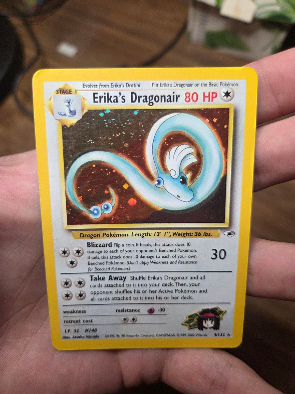 Erika's Dragonair 4/132 Holo Gym Heroes 2000 Wotc, Ophalen of Verzenden, Nieuw, Losse kaart, Foil