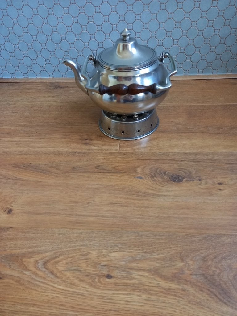 Italiaans Marinoni tinnen theepot met theelicht, Antiek en Kunst, Ophalen of Verzenden