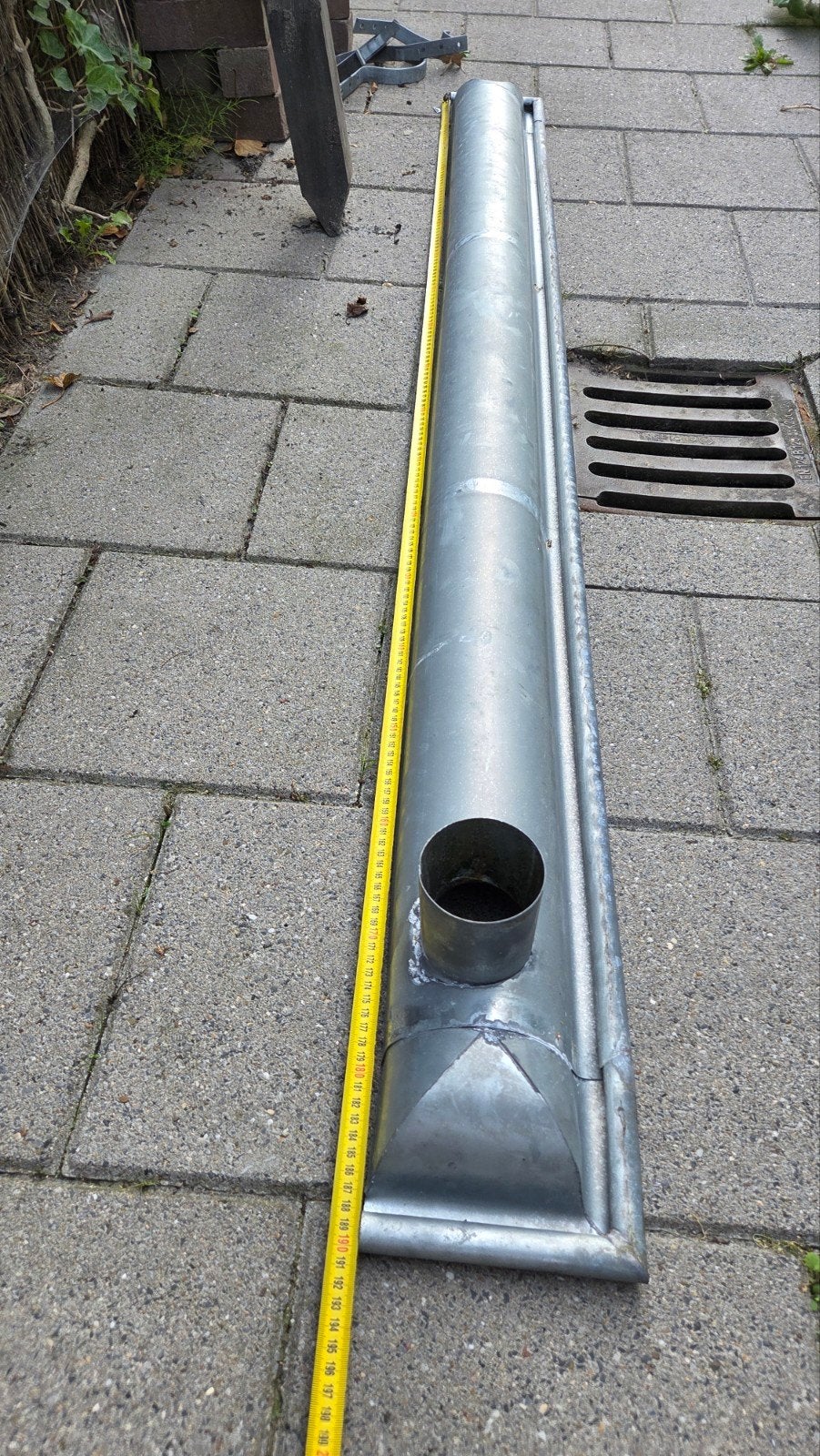 Zinken dakgoot halfrond 190cm, Doe-het-zelf en Verbouw, Buizen en Afvoer, Ophalen, Gebruikt, Zink, Minder dan 2 meter