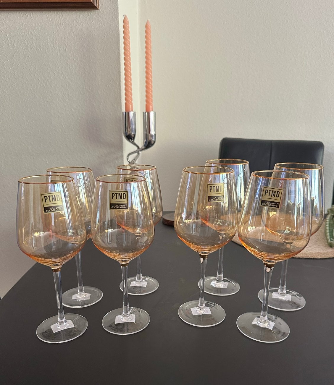 PTMD Rode/witte Wijnglazen  met goudranden nieuw!, Ophalen, Glas of Glazen, Nieuw, Glas