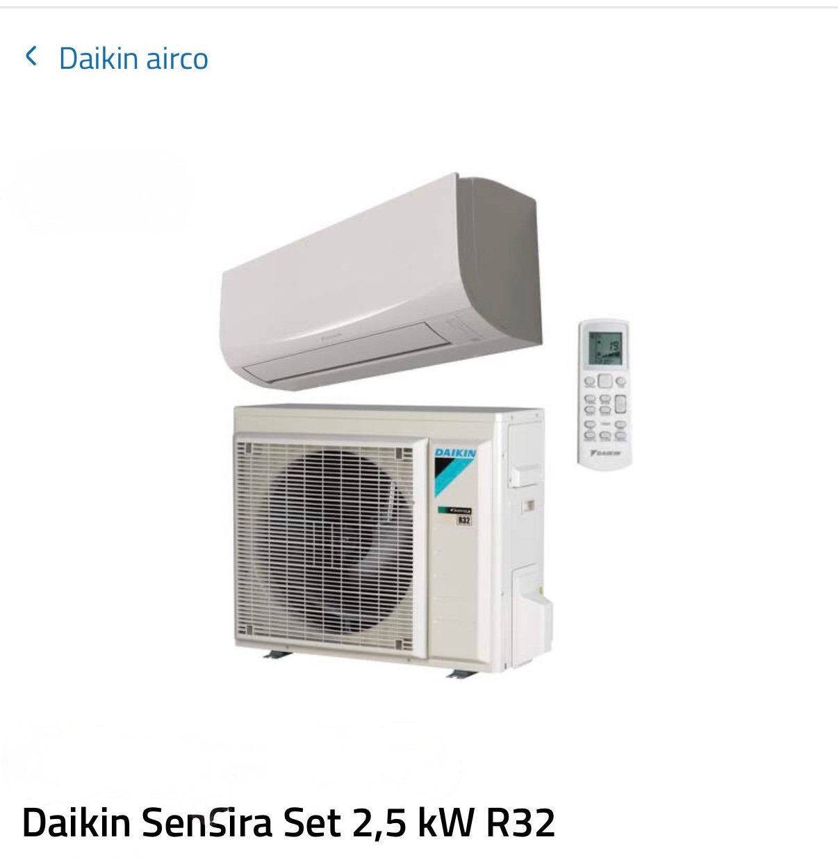 Daikin airco Sensira 2,5kw, Ophalen, Gebruikt, Minder dan 60 m³, Energieklasse A of zuiniger