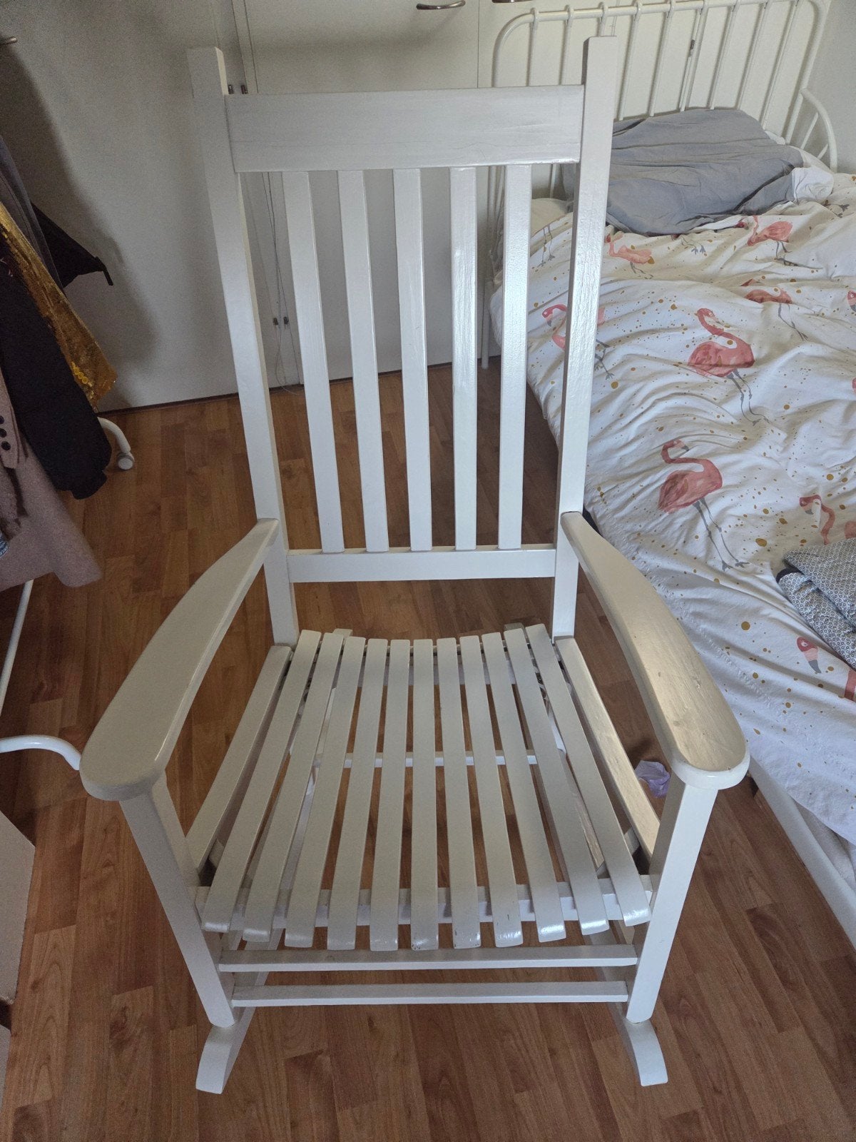 Witte schommelstoel, Huis en Inrichting, Ophalen, Gebruikt, Eén, Hout