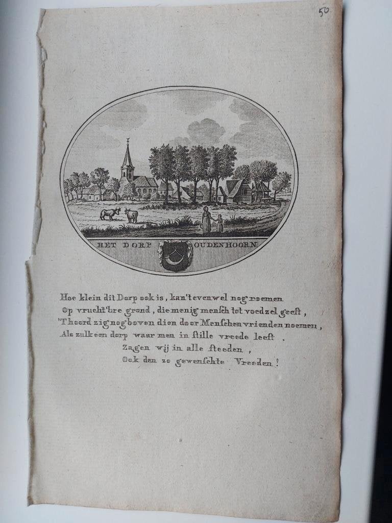 50 / Oudenhoorn Gravure uit 1793 van Oleffen & Bakker, Ophalen of Verzenden