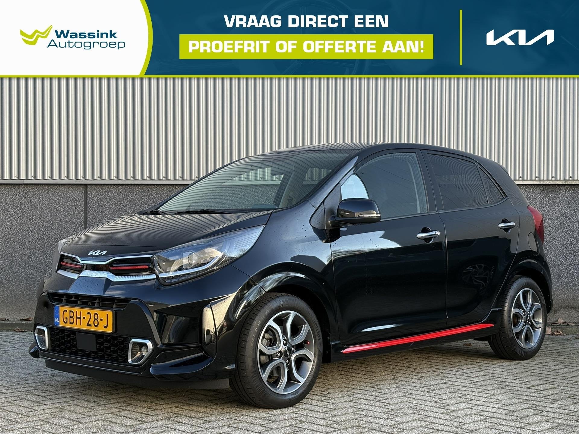 Kia Picanto 1.0 DPi 67pk 4-zits GT-Line | Automatische airco, Auto's, Voorwielaandrijving, Gebruikt, 4 stoelen, Zwart