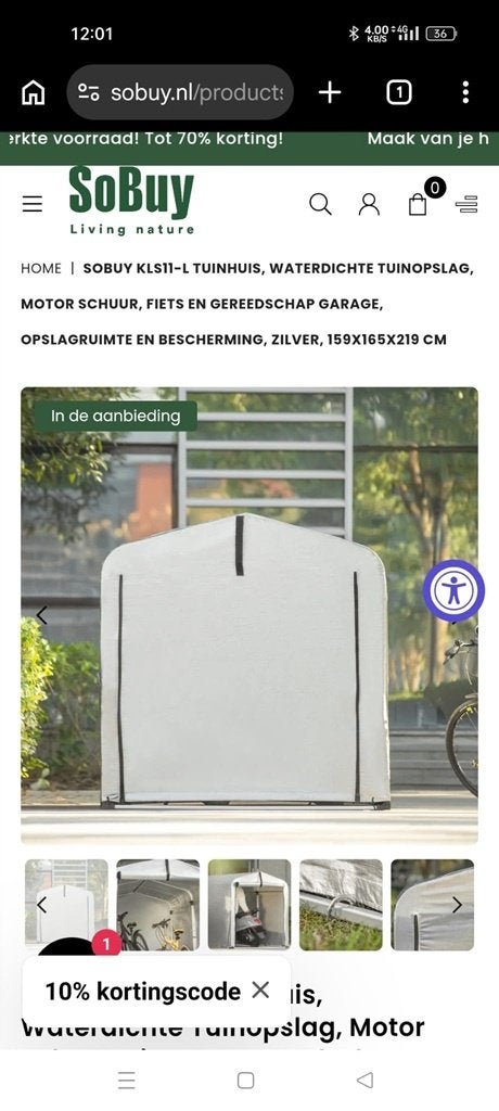 SoBuy Tuinhuis Tuinschuur  Fietsschuur & Opslag, Tuin en Terras, Ophalen, Nieuw, Kunststof, Overige typen