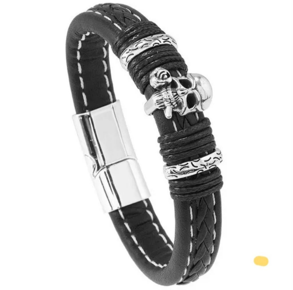 Stoere exclusieve armband, Ophalen of Verzenden, Nieuw, Zwart, Leer