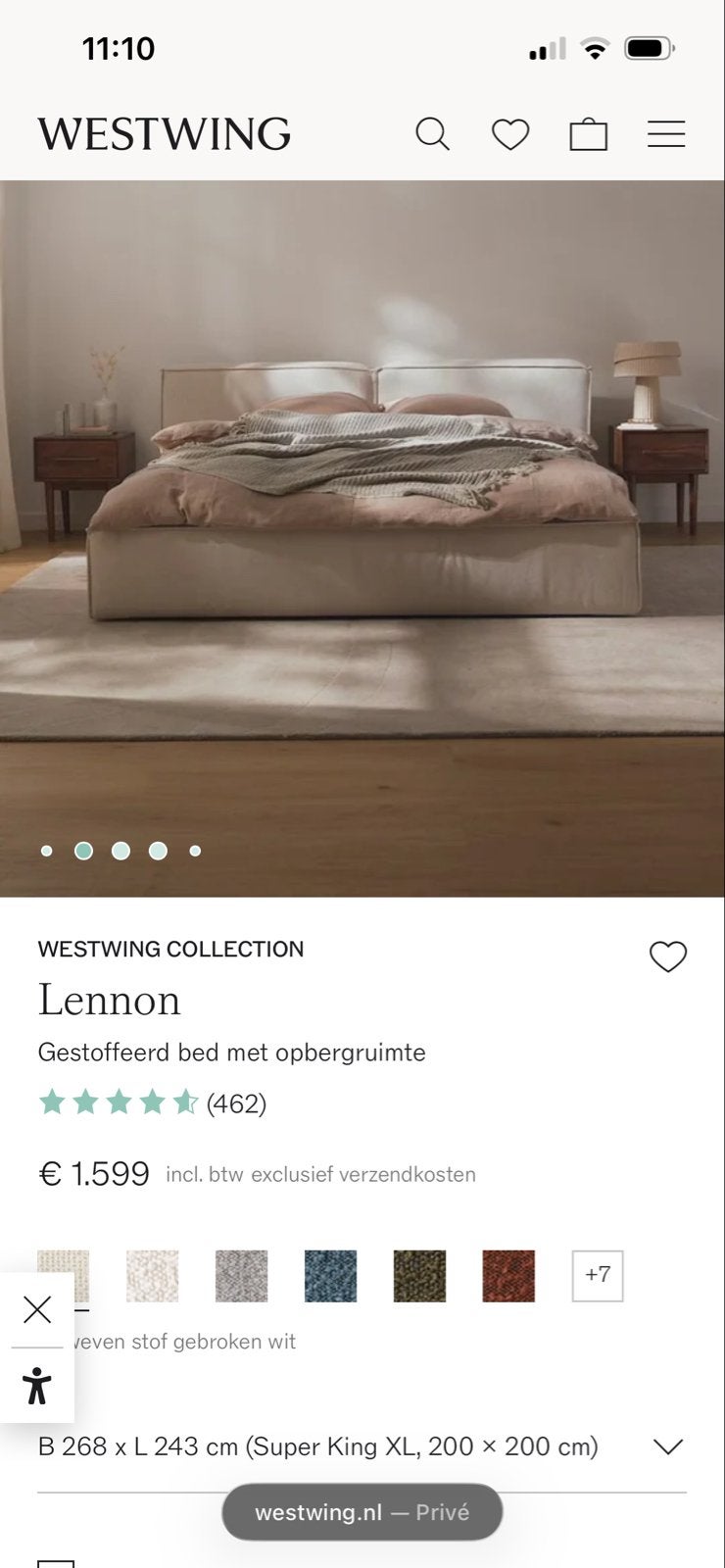 Westwing Lennon bed met opbergruimte - Zo goed als nieuw, Ophalen, Tweepersoons, Zo goed als nieuw, Overige maten