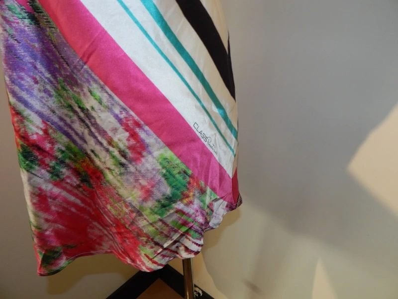 Class Cavalli beeldschone zijde top kleurrijke print D40, Maat 38/40 (M), Class Roberto Cavalli, Zo goed als nieuw, Zonder mouw