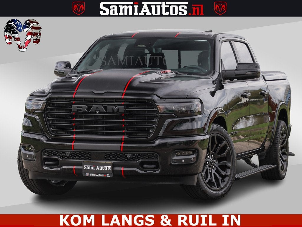 Dodge Ram NIGHT PREMIUM | 426PK | STRIPING | LUCHTVERING | H, Auto's, Dodge, Automaat, Gebruikt, Met garantie (alle), Zwart